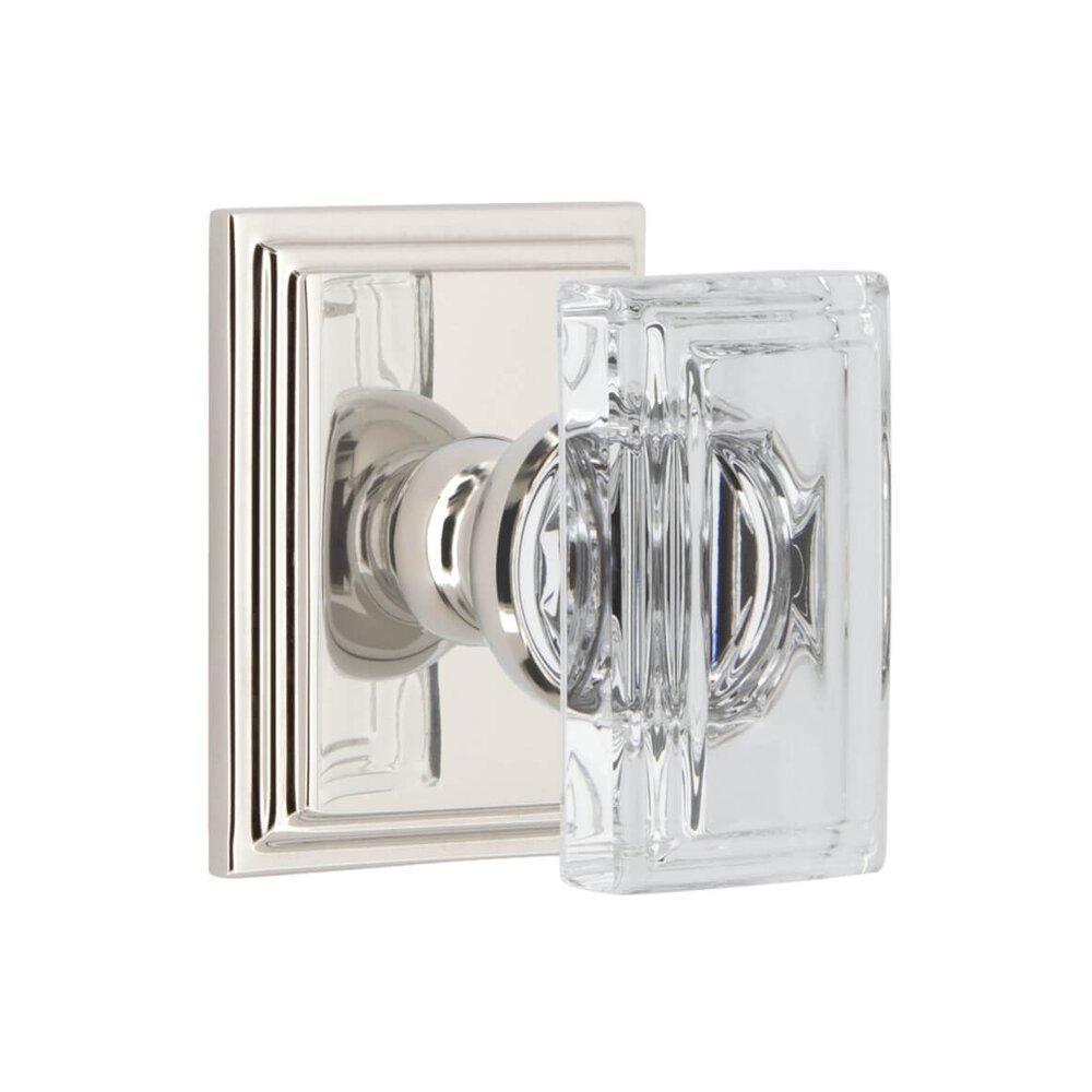 Carre Square Rosette Double Dummy with Carre Crystal Knob in Polished Nickel