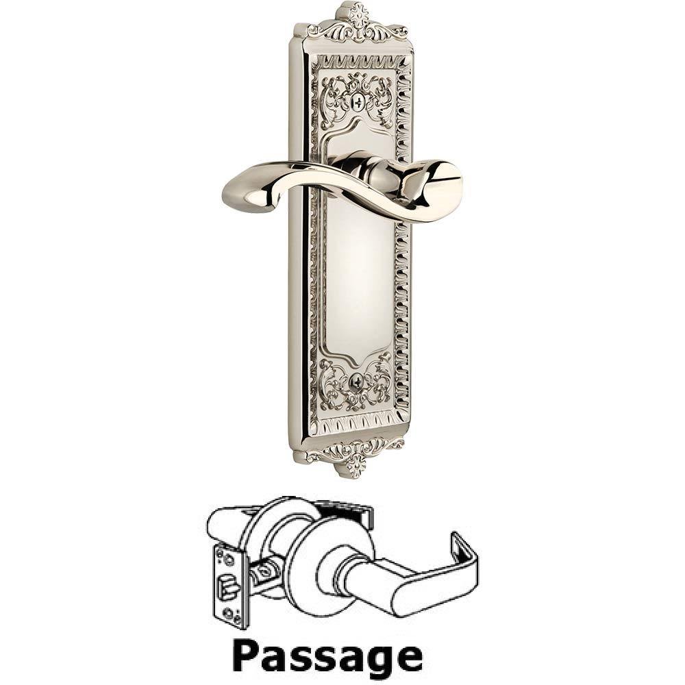 Passage Windsor Plate with Left Handed Portofino Lever in Polished Nickel