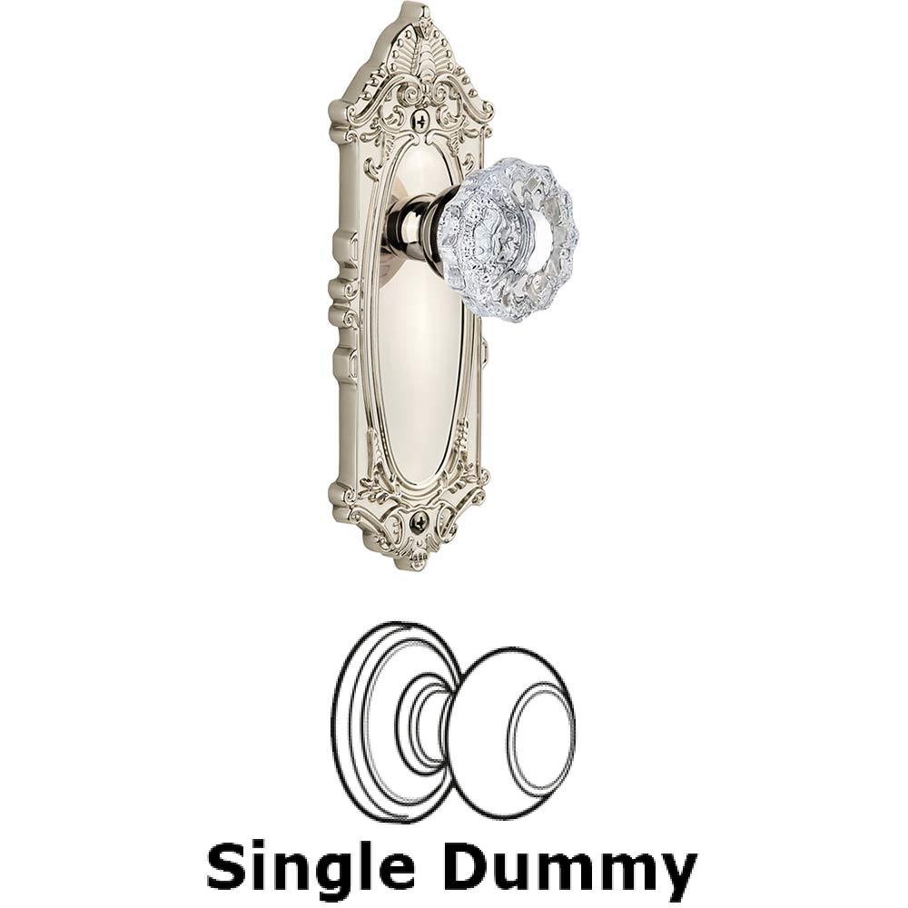 Single Dummy Knob - Grande Victorian Plate with Versailles Knob in Polished Nickel