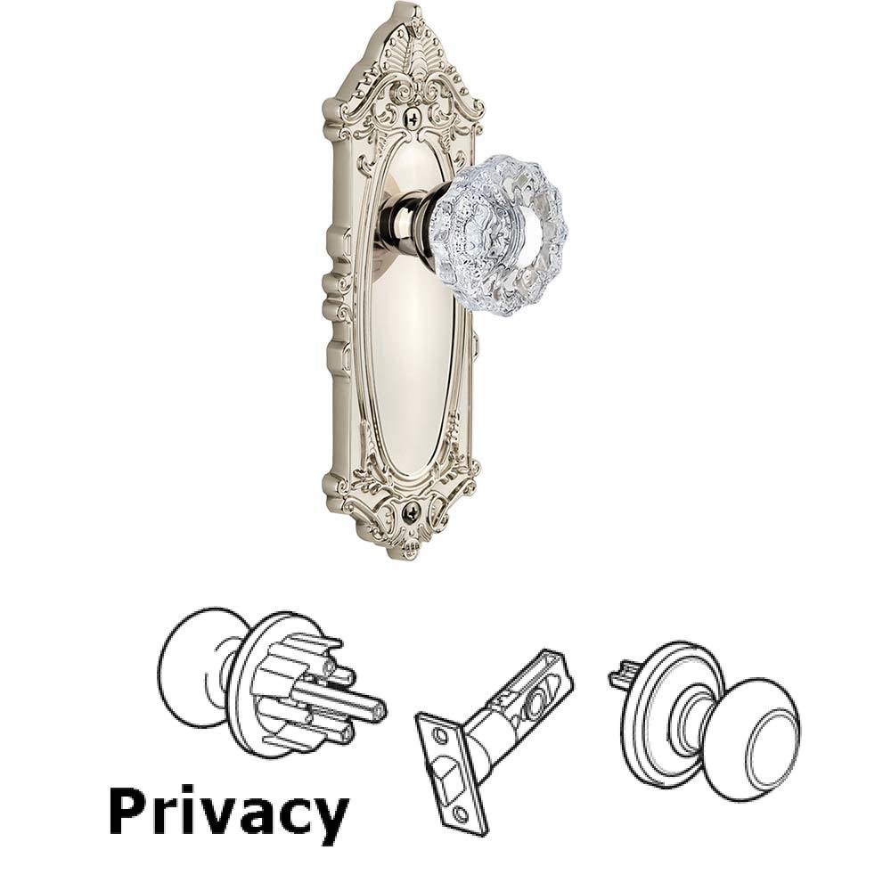 Complete Privacy Set - Grande Victorian Plate with Versailles Knob in Polished Nickel