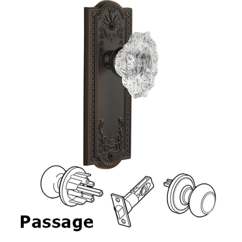 Complete Passage Set - Parthenon Plate with Crystal Biarritz Knob in Timeless Bronze