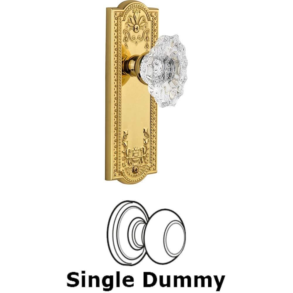 Single Dummy Knob - Parthenon Plate with Crystal Biarritz Knob in Polished Brass