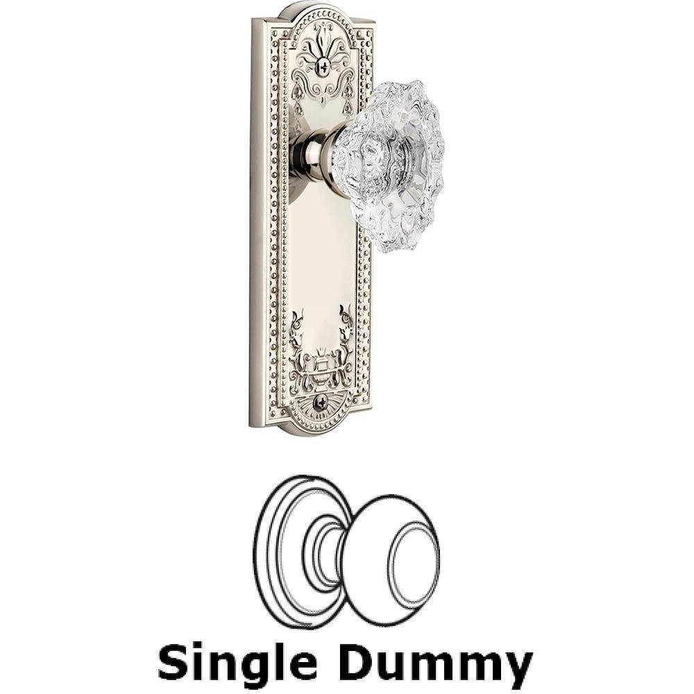 Single Dummy Knob - Parthenon Plate with Crystal Biarritz Knob in Polished Nickel