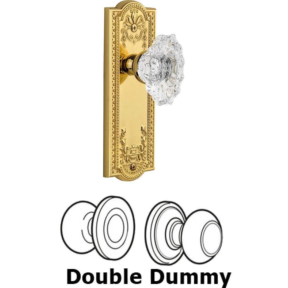 Double Dummy Set - Parthenon Plate with Crystal Biarritz Knob in Polished Brass