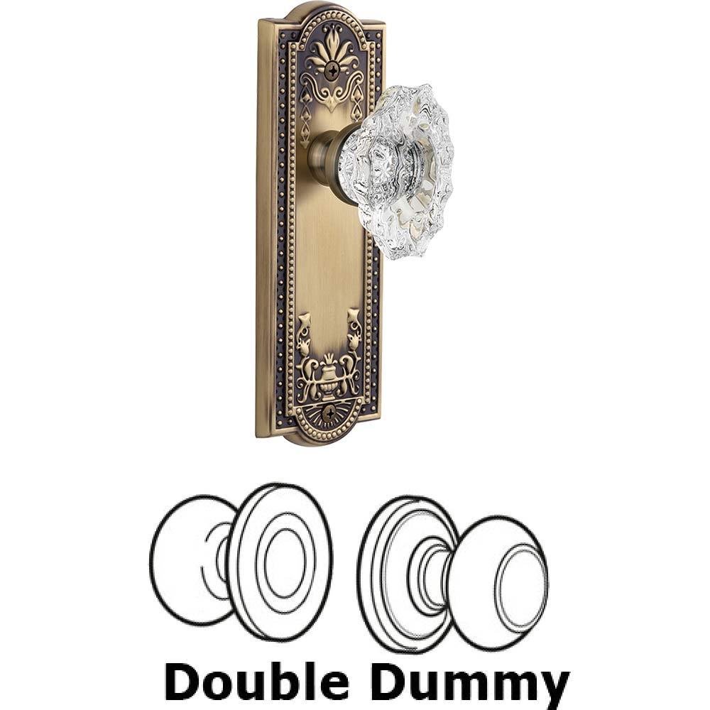 Double Dummy Set - Parthenon Plate with Crystal Biarritz Knob in Vintage Brass
