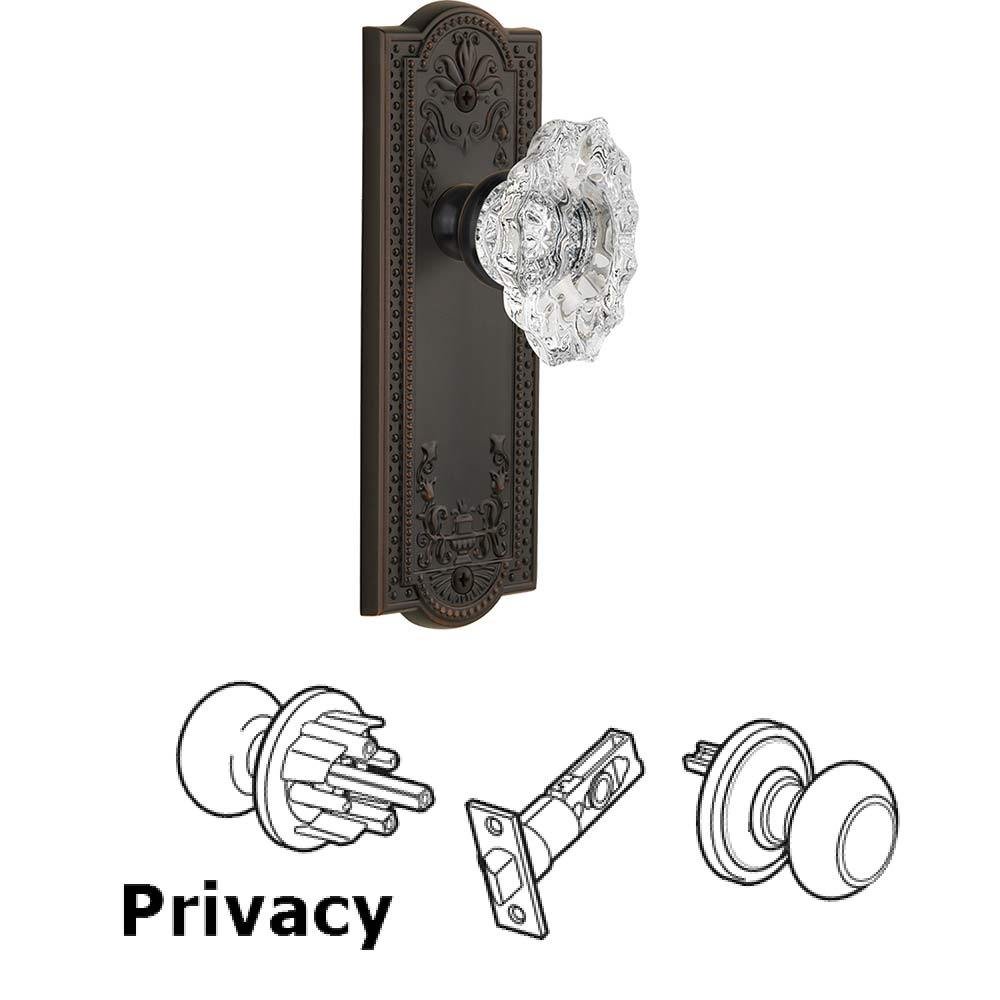 Complete Privacy Set - Parthenon Plate with Crystal Biarritz Knob in Timeless Bronze