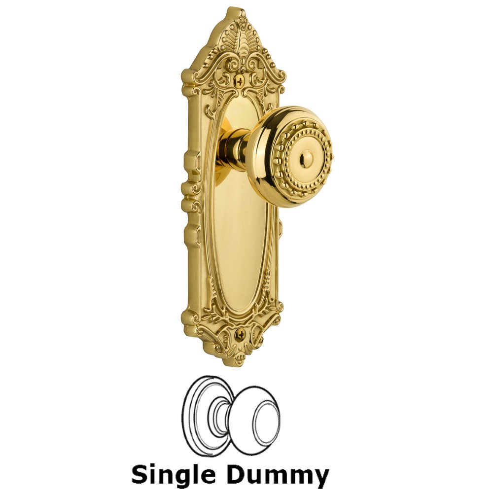 Grandeur Grande Victorian Plate Dummy with Parthenon Knob in Polished Brass