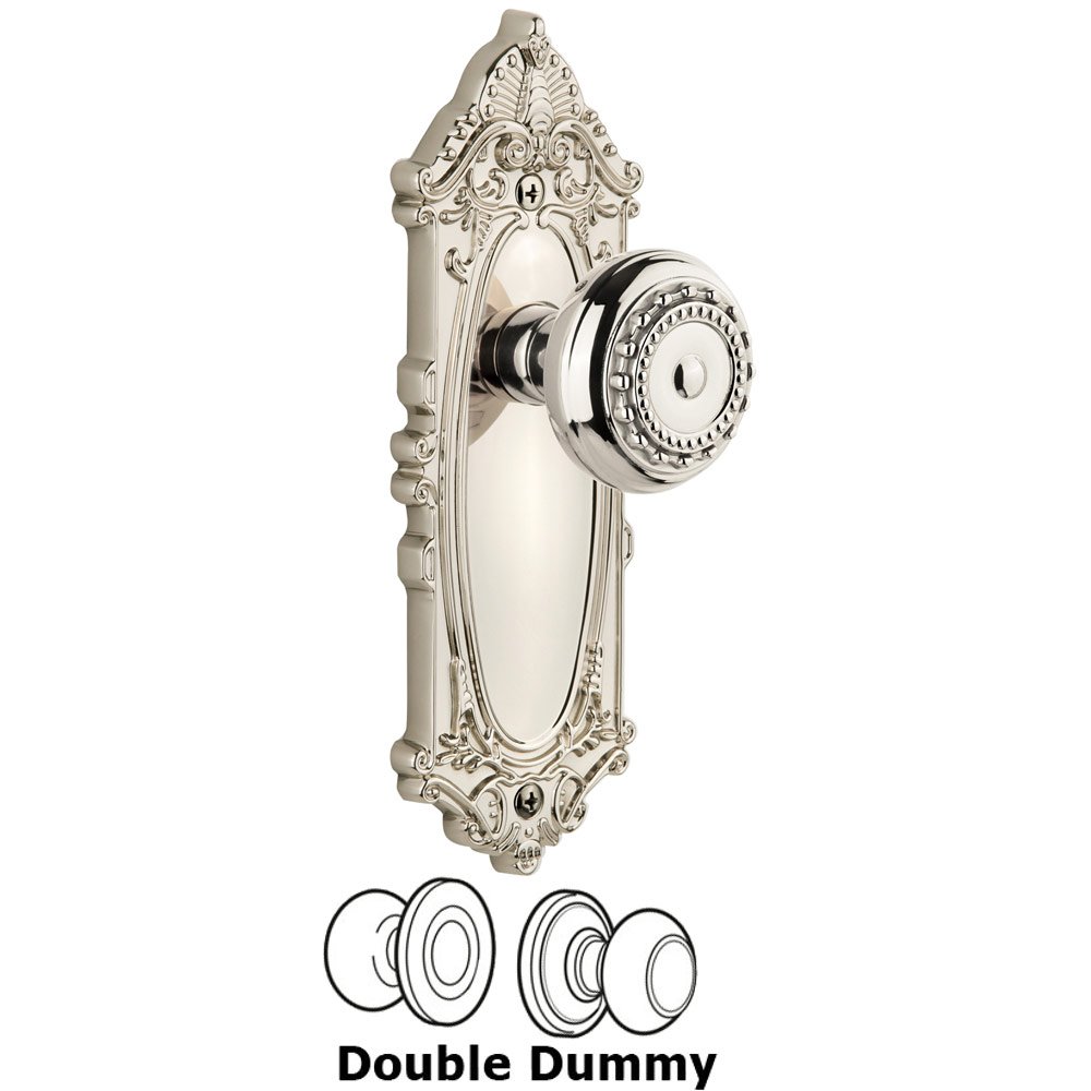 Grandeur Grande Victorian Plate Double Dummy with Parthenon Knob in Polished Nickel
