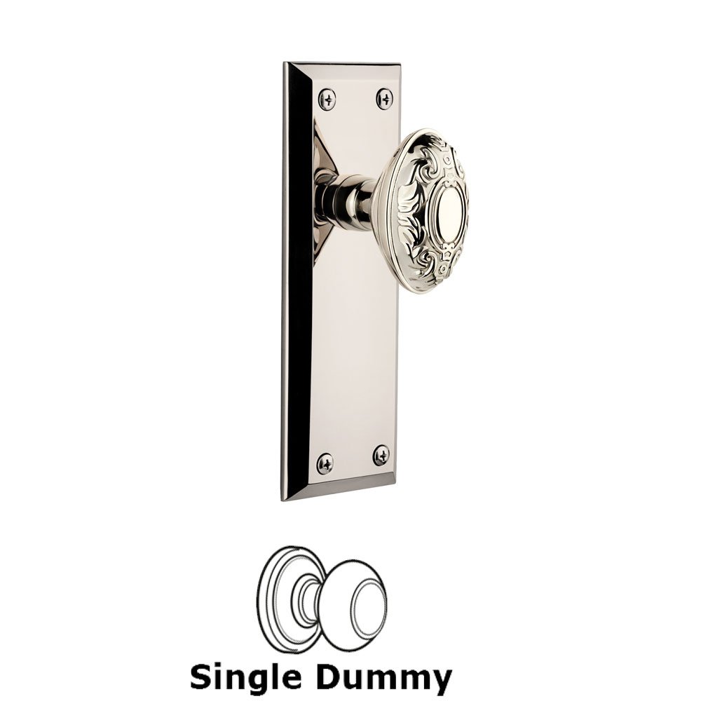 Grandeur Fifth Avenue Plate Dummy with Grande Victorian Knob in Polished Nickel