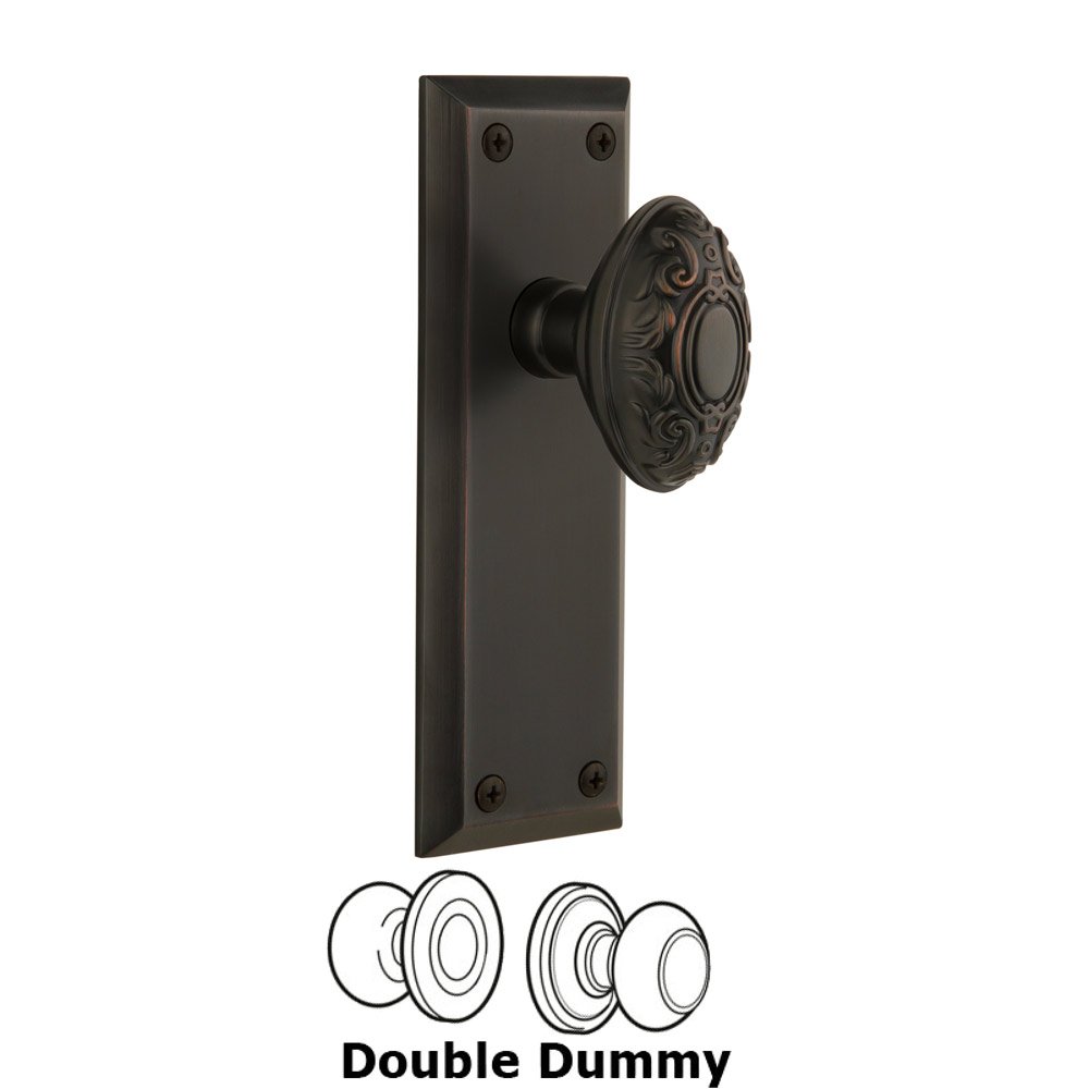 Grandeur Fifth Avenue Plate Double Dummy with Grande Victorian Knob in Timeless Bronze