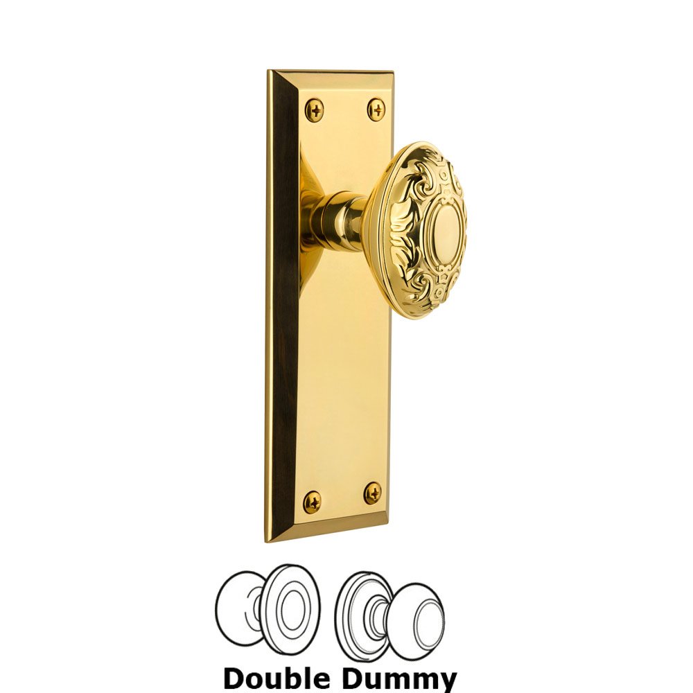 Grandeur Fifth Avenue Plate Double Dummy with Grande Victorian Knob in Lifetime Brass