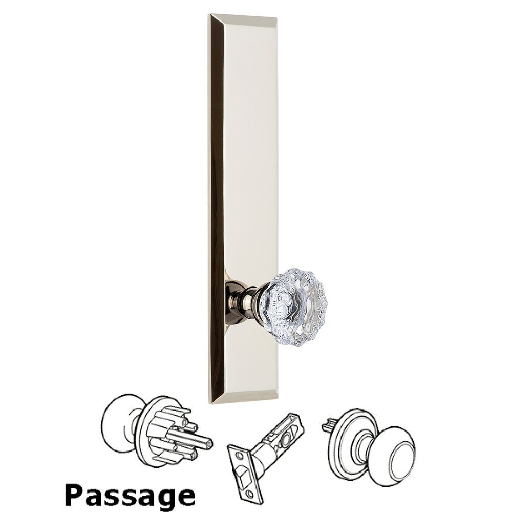 Passage Fifth Avenue Tall with Fontainebleau Knob in Polished Nickel