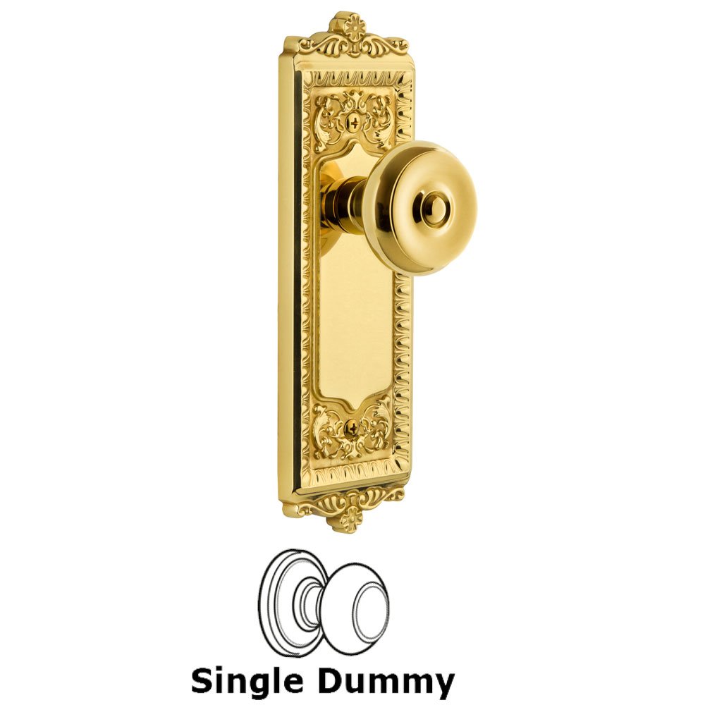 Windsor Plate Dummy with Bouton Knob in Polished Brass