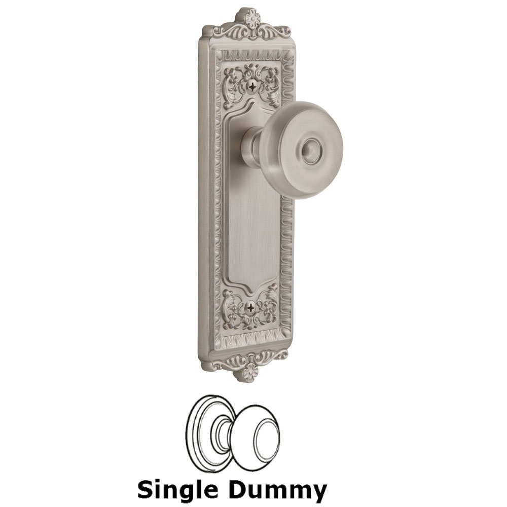 Windsor Plate Dummy with Bouton Knob in Satin Nickel