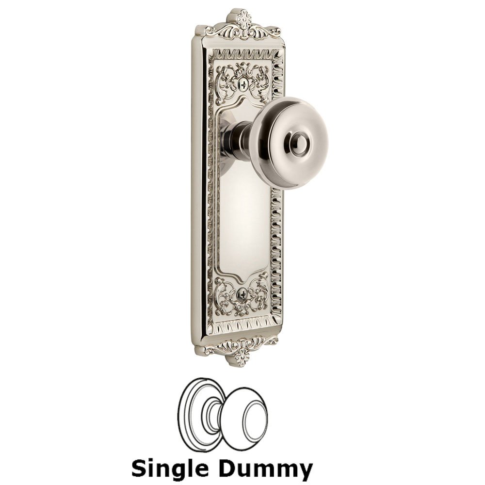 Windsor Plate Dummy with Bouton Knob in Polished Nickel