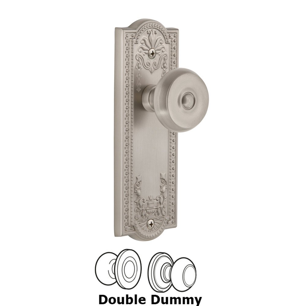 Grandeur Parthenon Plate Double Dummy with Bouton Knob in Satin Nickel