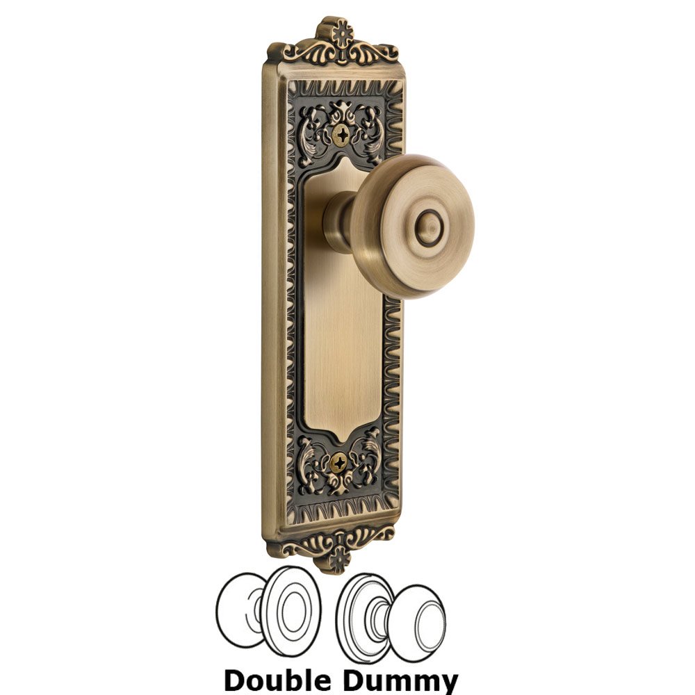 Windsor Plate Double Dummy with Bouton Knob in Vintage Brass