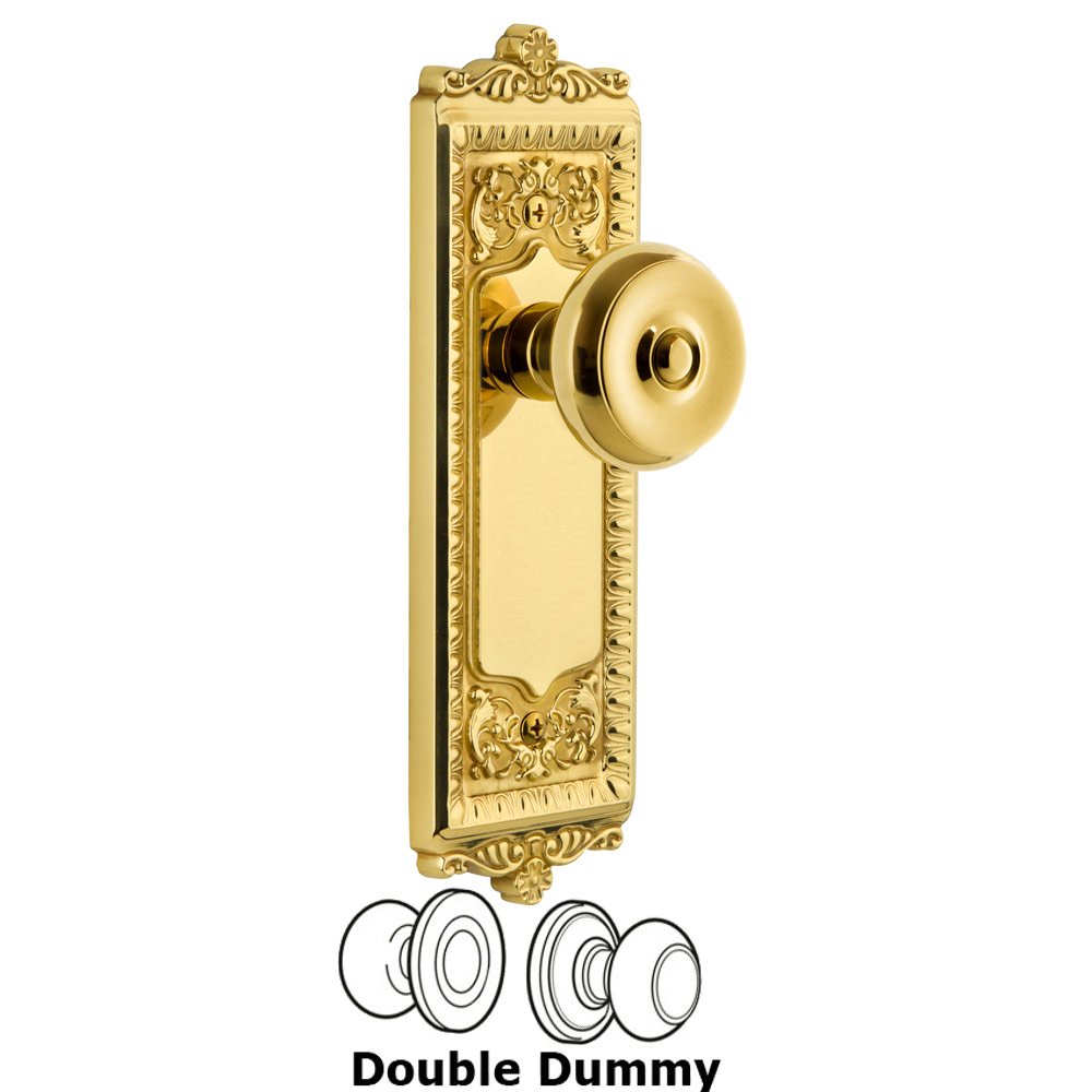 Windsor Plate Double Dummy with Bouton Knob in Lifetime Brass