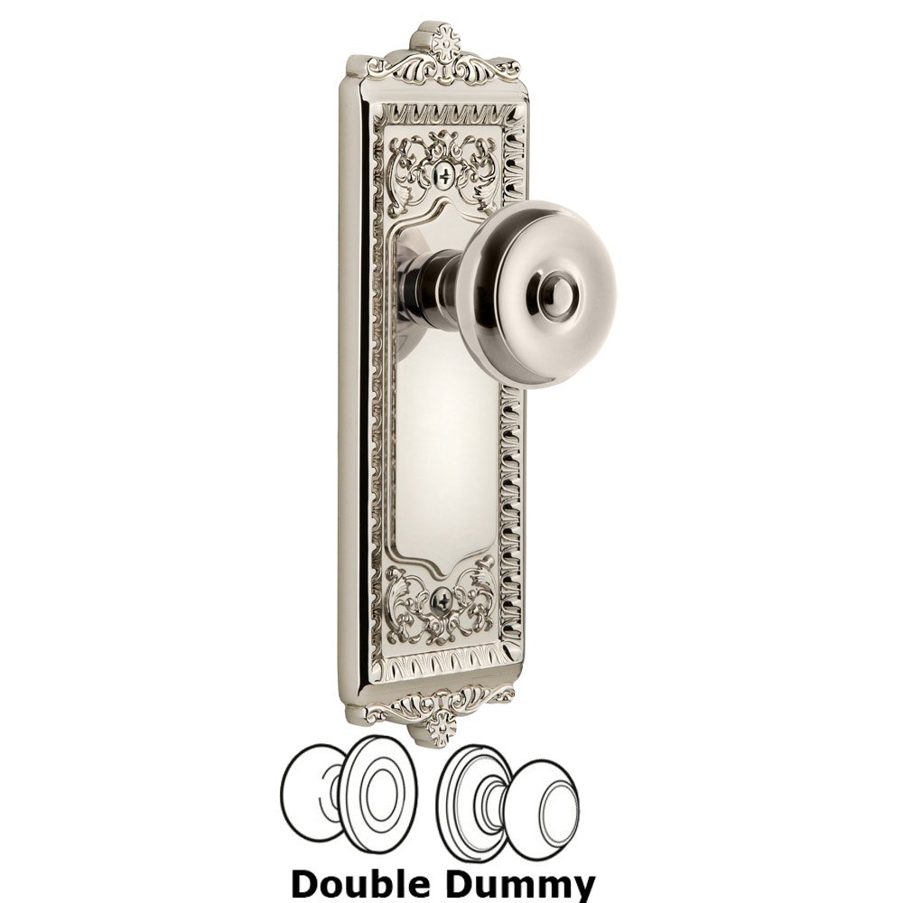 Windsor Plate Double Dummy with Bouton Knob in Polished Nickel