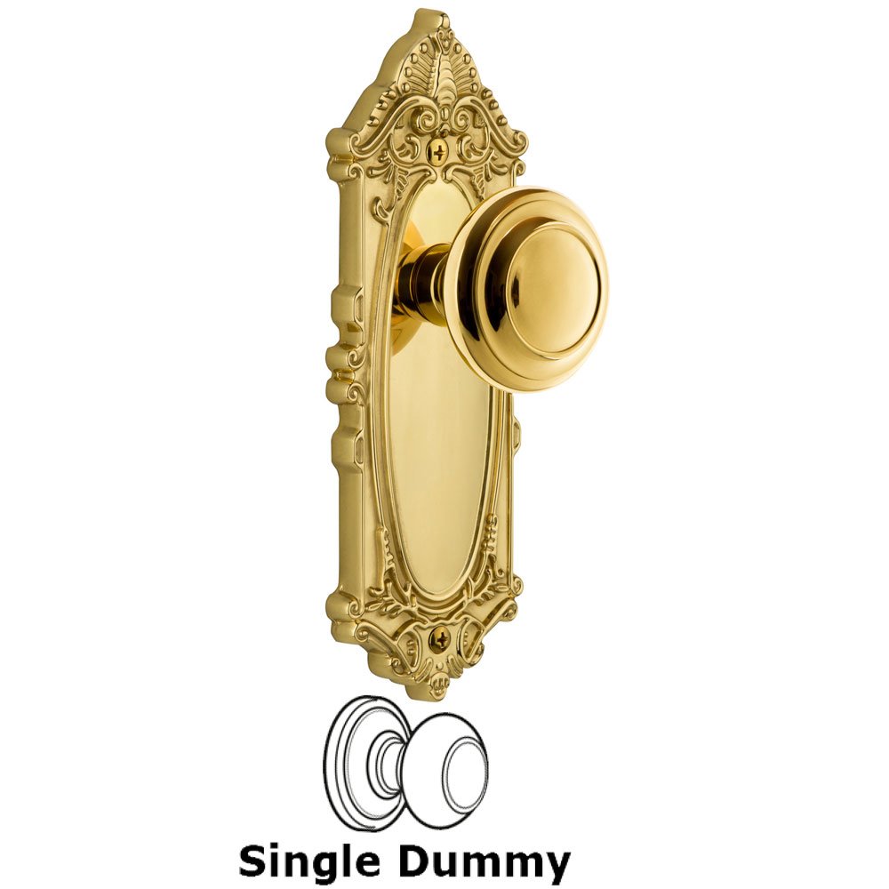 Grandeur Grande Victorian Plate Dummy with Circulaire Knob in Polished Brass