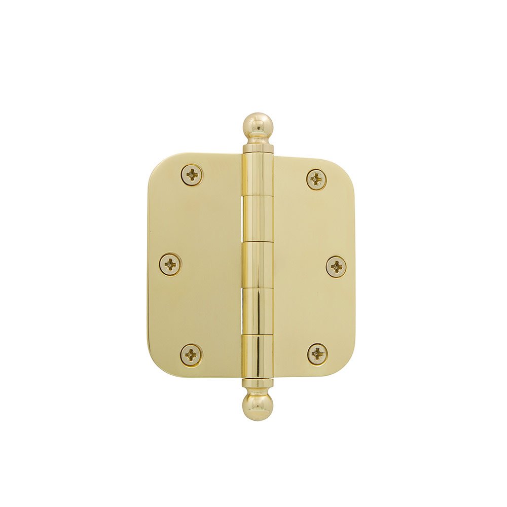 3 1/2" Ball Tip Residential Hinge with 5/8" Radius Corners in Polished Brass