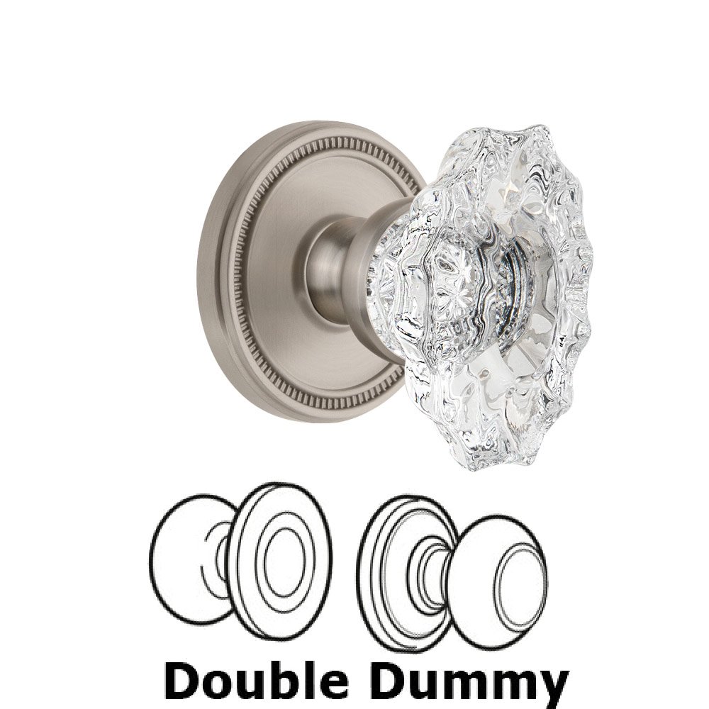 Soleil Rosette Double Dummy with Biarritz Crystal Knob in Satin Nickel