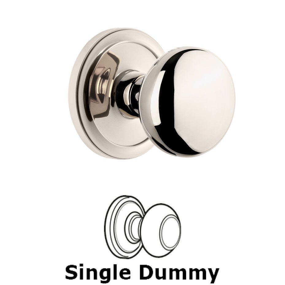 Grandeur Circulaire Rosette Dummy with Fifth Avenue Knob in Polished Nickel