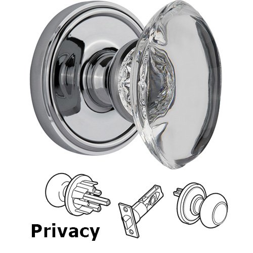 Privacy Knob - Georgetown with Provence Crystal Knob in Bright Chrome