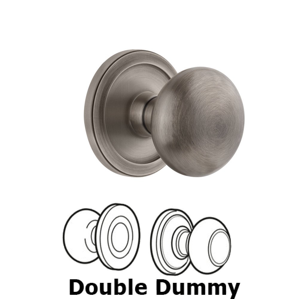 Grandeur Circulaire Rosette Double Dummy with Fifth Avenue Knob in Antique Pewter
