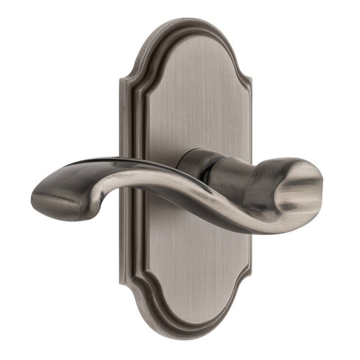 Passage Arc Plate with Left Handed Portofino Lever in Antique Pewter