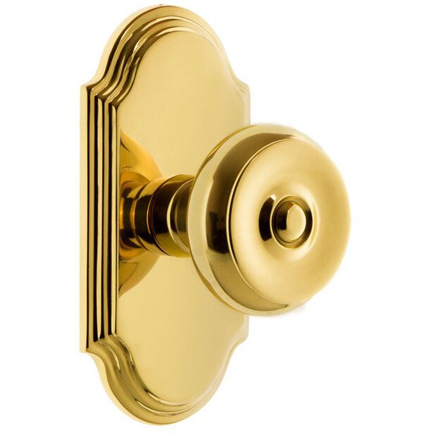 Grandeur Arc Plate Passage with Bouton Knob in Lifetime Brass