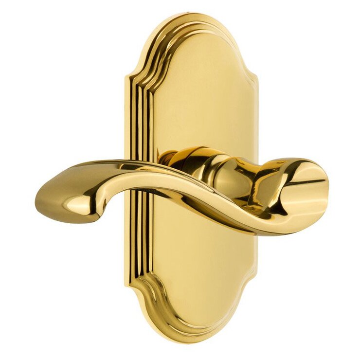 Single Dummy Arc Plate with Left Handed Portofino Lever in Polished Brass