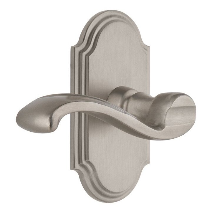 Single Dummy Arc Plate with Left Handed Portofino Lever in Satin Nickel