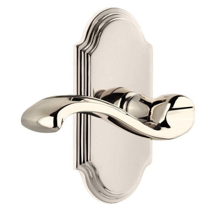 Single Dummy Arc Plate with Left Handed Portofino Lever in Polished Nickel