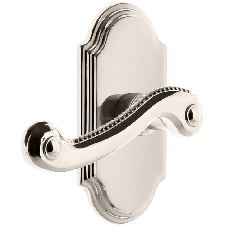 Single Dummy Arc Plate with Left Handed Bellagio Lever in Polished Nickel
