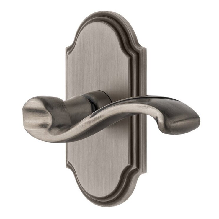 Single Dummy Arc Plate with Right Handed Portofino Lever in Antique Pewter