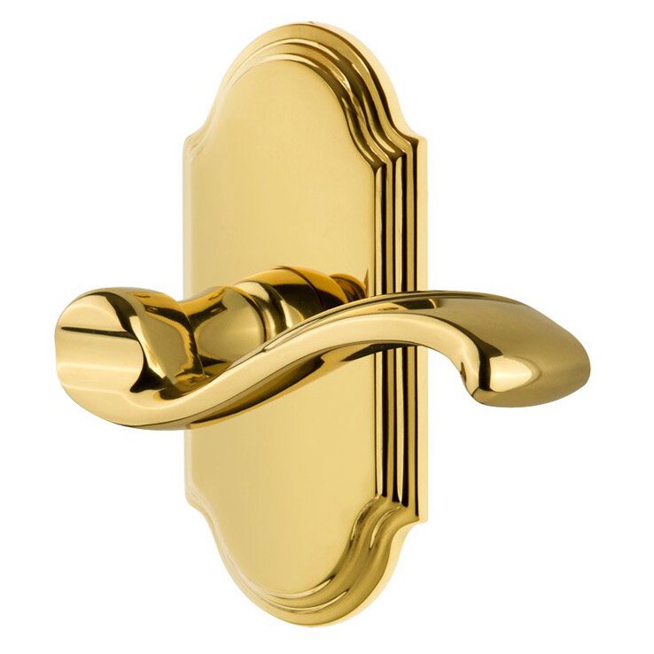 Single Dummy Arc Plate with Right Handed Portofino Lever in Polished Brass