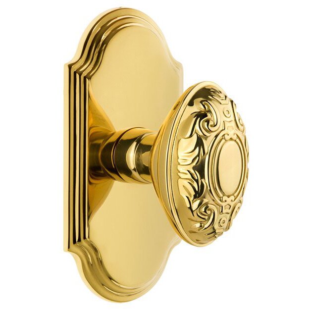 Grandeur Arc Plate Dummy with Grande Victorian Knob in Polished Brass