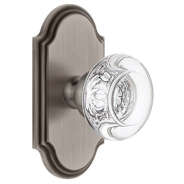 Grandeur Arc Plate Dummy with Bordeaux Crystal Knob in Antique Pewter