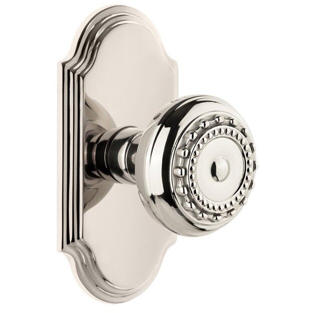 Grandeur Arc Plate Passage with Parthenon Knob in Polished Nickel