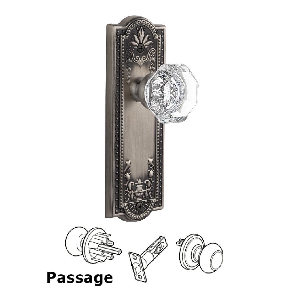 Grandeur Parthenon Plate Passage with Chambord Knob in Antique Pewter