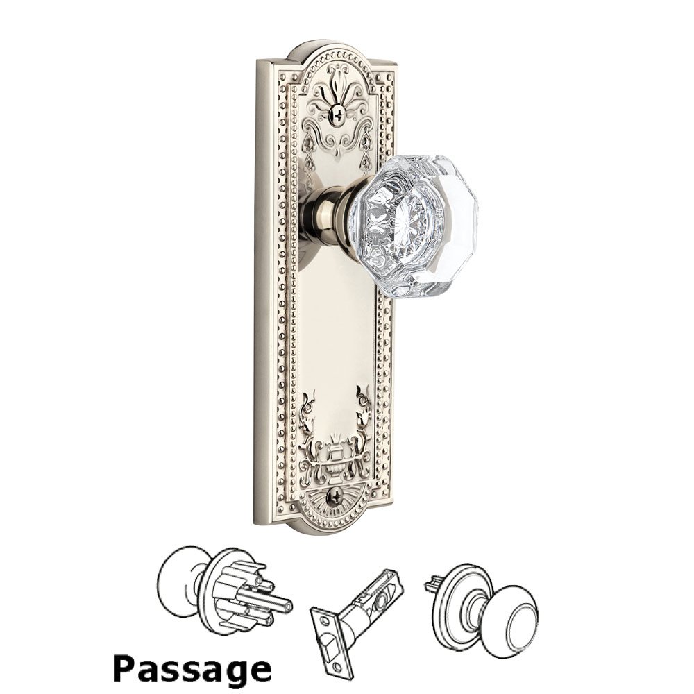 Grandeur Parthenon Plate Passage with Chambord Knob in Polished Nickel
