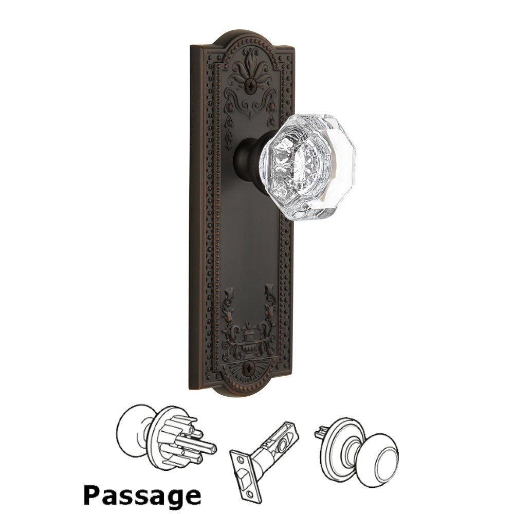 Grandeur Parthenon Plate Passage with Chambord Knob in Timeless Bronze