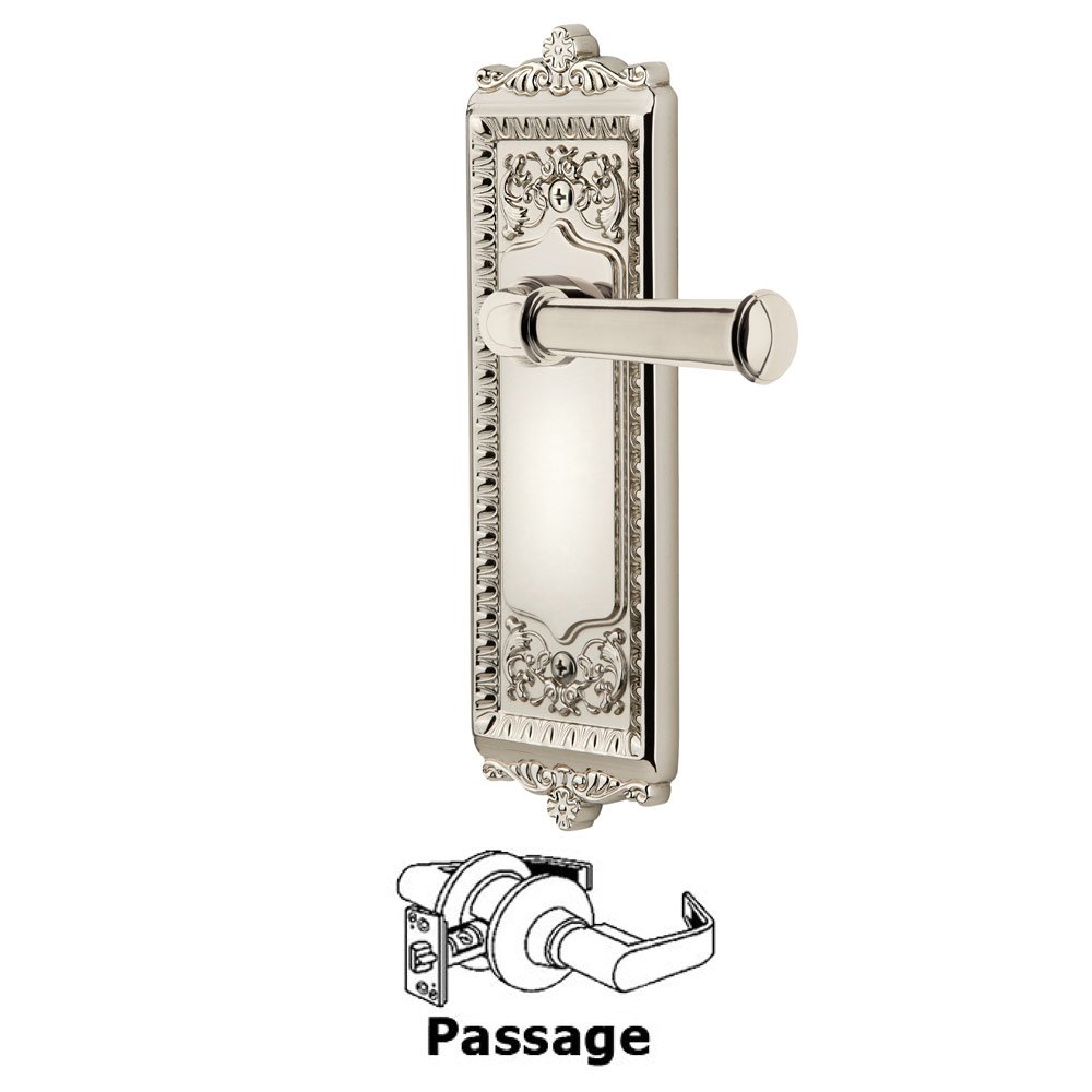 Passage Windsor Plate with Right Handed Georgetown Lever in Polished Nickel