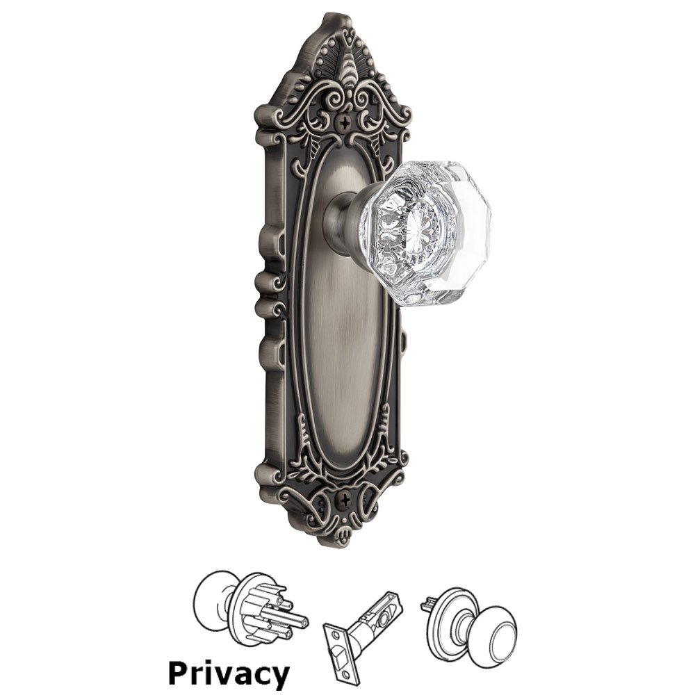 Grandeur Grande Victorian Plate Privacy with Chambord Knob in Antique Pewter