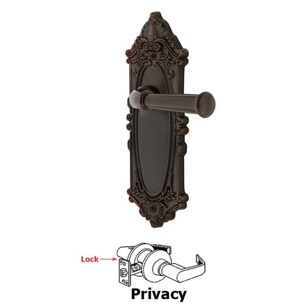 Grandeur Grande Victorian Plate Privacy with Georgetown Lever in Timeless Bronze