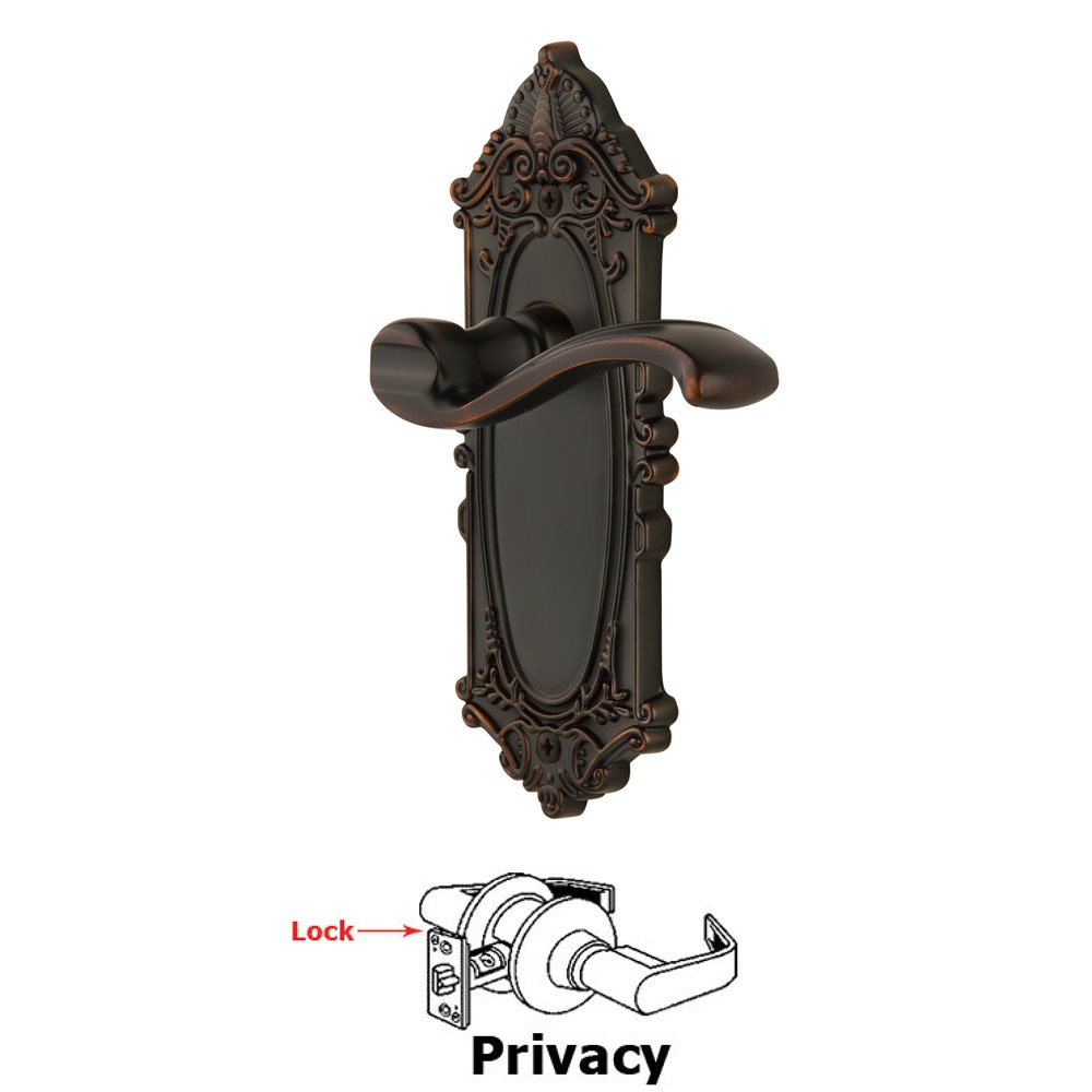 Grandeur Grande Victorian Plate Privacy with Portofino Lever in Timeless Bronze