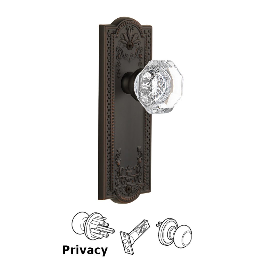 Grandeur Parthenon Plate Privacy with Chambord Knob in Timeless Bronze