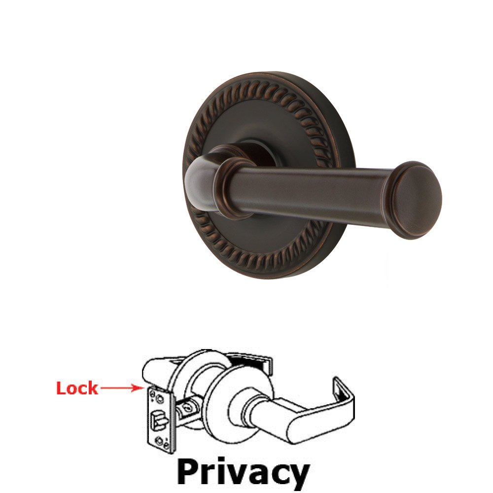 Newport Plate Privacy with Georgetown Left Handed Lever in Timeless Bronze