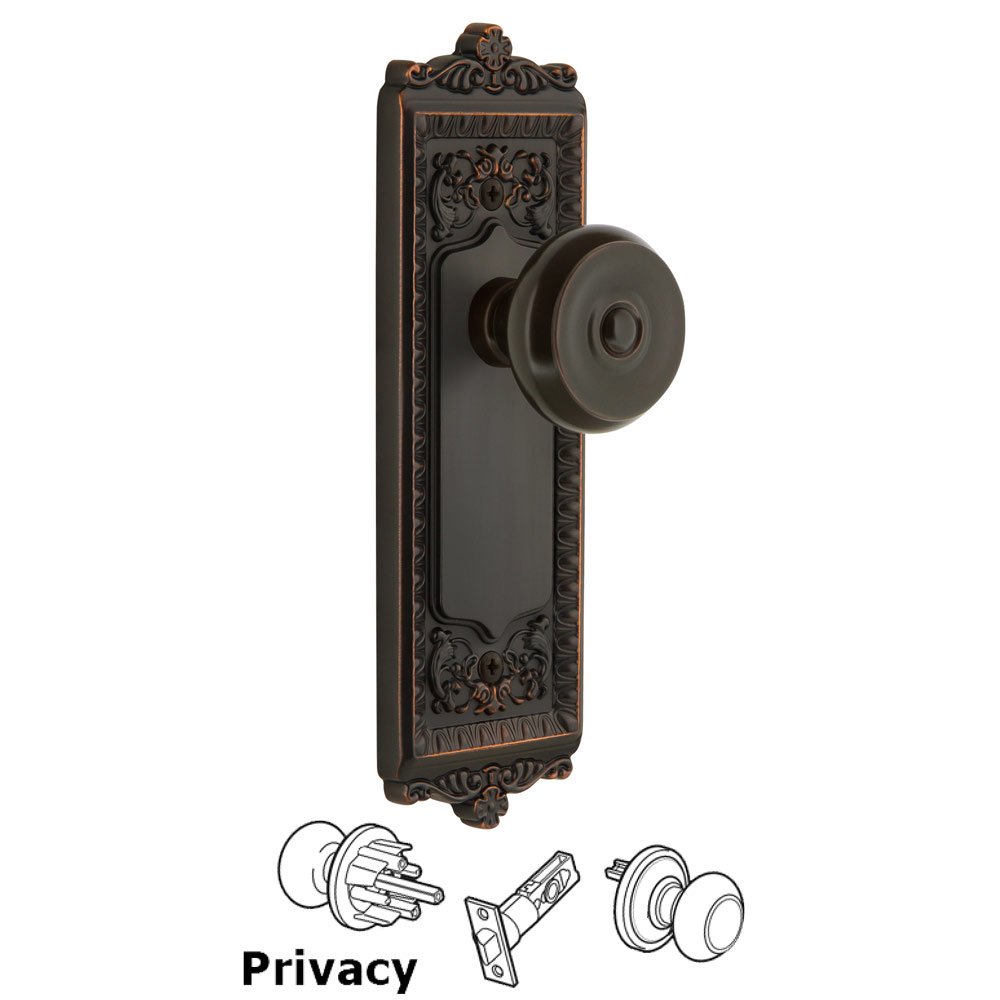 Windsor Plate Privacy with Bouton Knob in Timeless Bronze